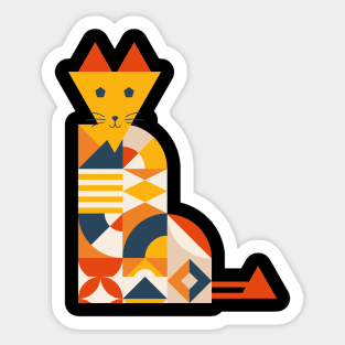 Geometric Colorful Cat Sticker